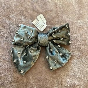 Anthropology Velvet Bow Hair Clip with Crystals